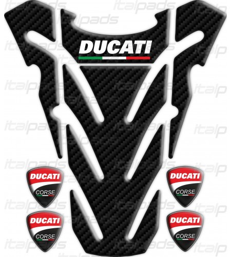 Paraserbatoio DUCATI monster carbonio "top wings" carbon TANK PAD sticker + 4