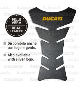 Schwarzes Echtleder Tank Pad Mod. "Klassisches Gold" für DUCATI