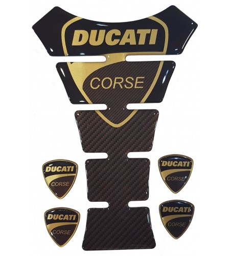 MOTORRAD TANKSCHUTZ für Ducati Corse "Texas" gold/carbon +4